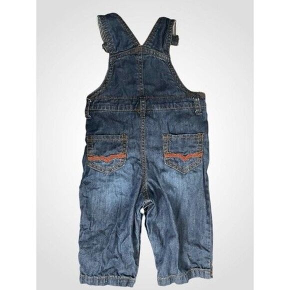 Vintage 1981s Guess Blue Denim Embroidered Overalls Baby Size 12M - Picture 14 of 15
